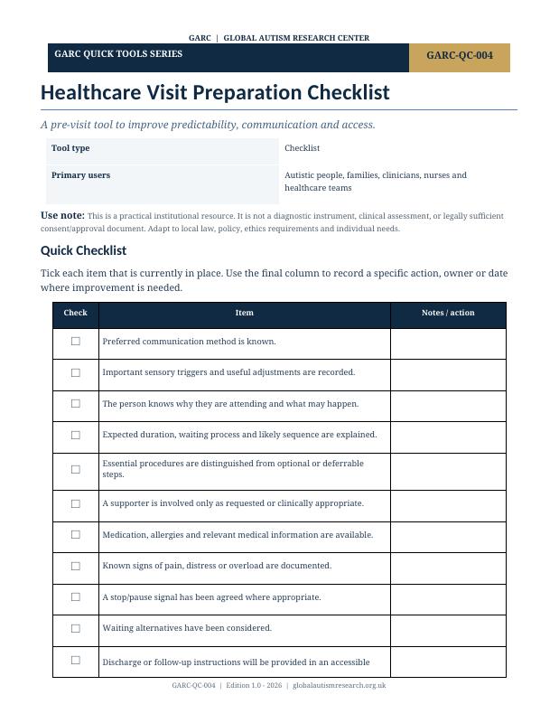 Document cover preview: Healthcare Visit Preparation Checklist