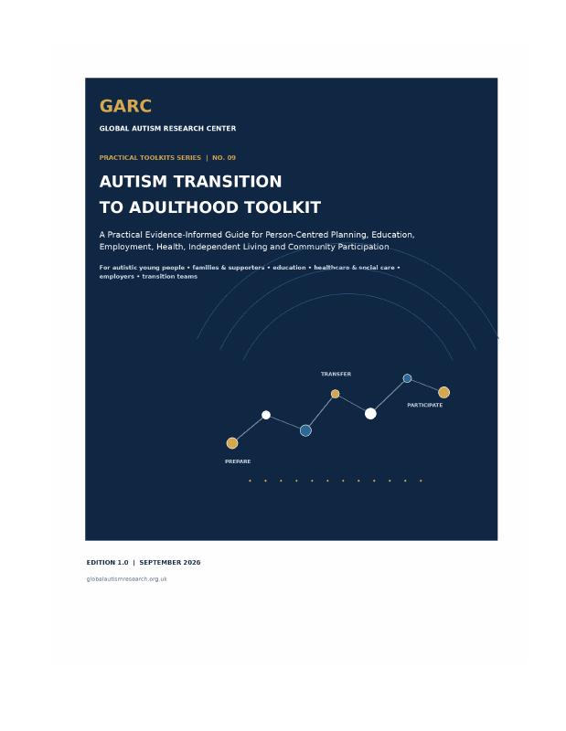 Document cover preview: GARC Autism Transition to Adulthood Toolkit